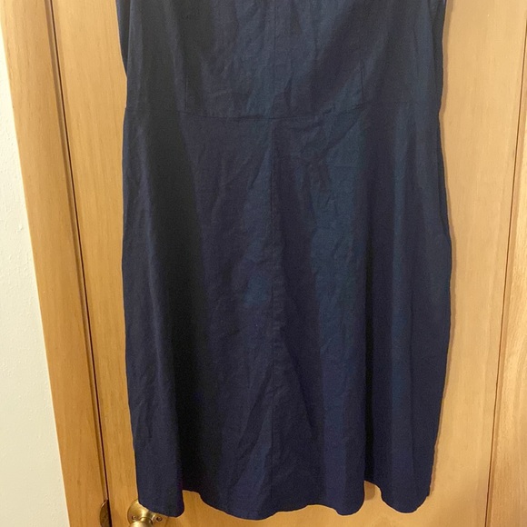 T Tahari Sleeveless Collared Linen Dress Lightweight Navy Blue Size 14 - Picture 6 of 10